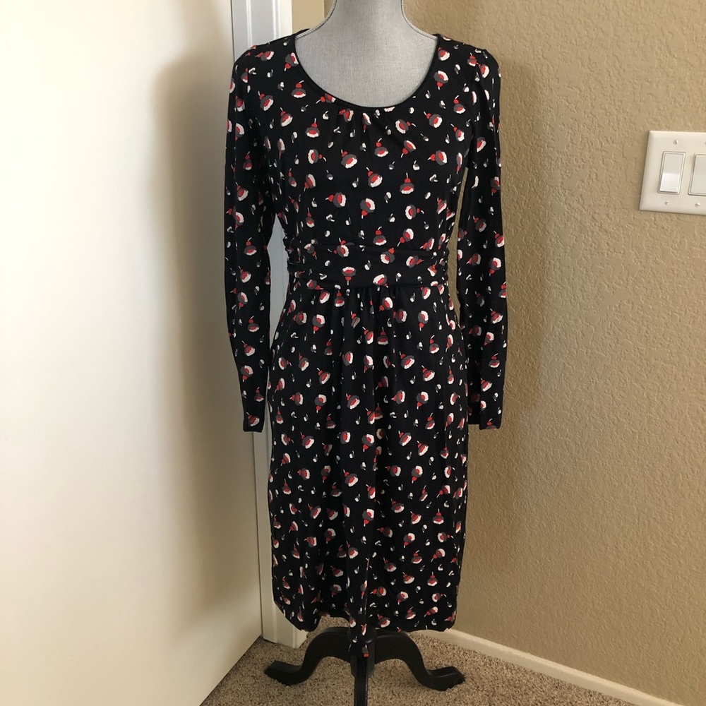 Boden Black & Red Floral Midi